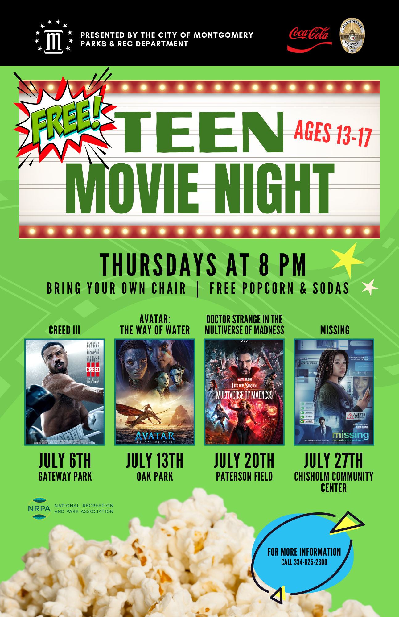 TEEN movie night poster 7.5.23